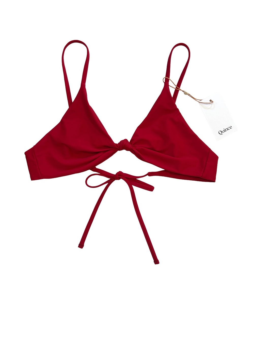 Quince Italian knotted triangle bikini top XL cherry red A/B cups NWT
